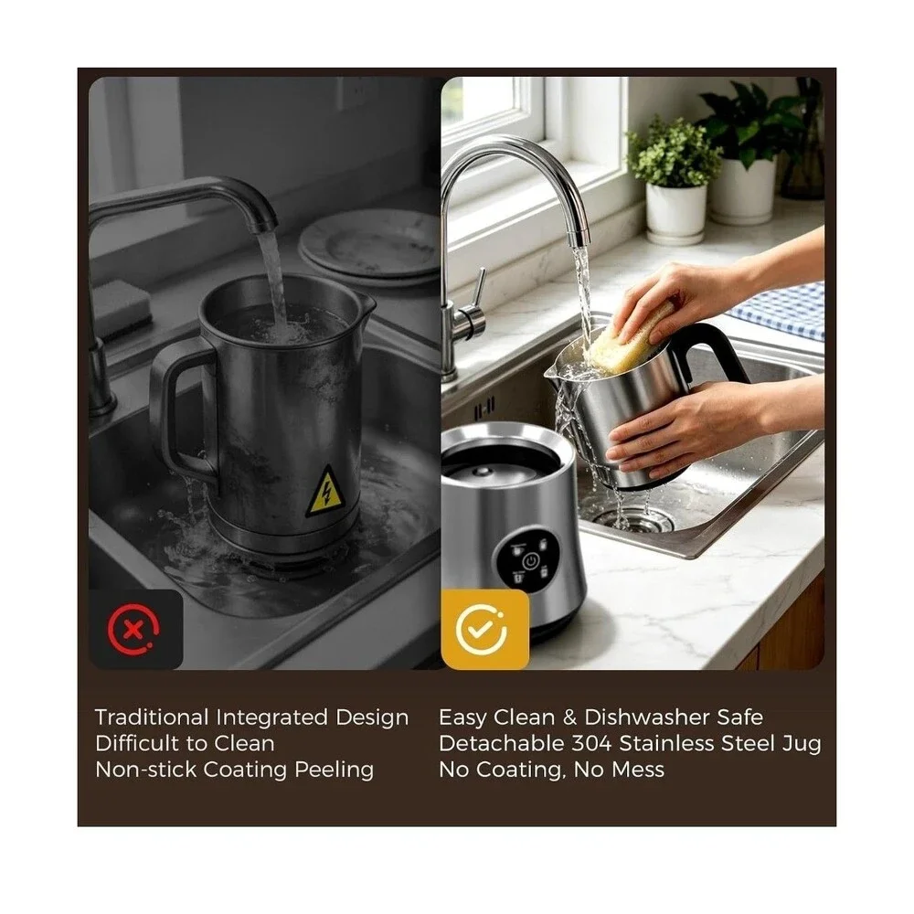 NEW Milk Frother and Steamer Large Capacity Detachable Electric Milk Frother BOX